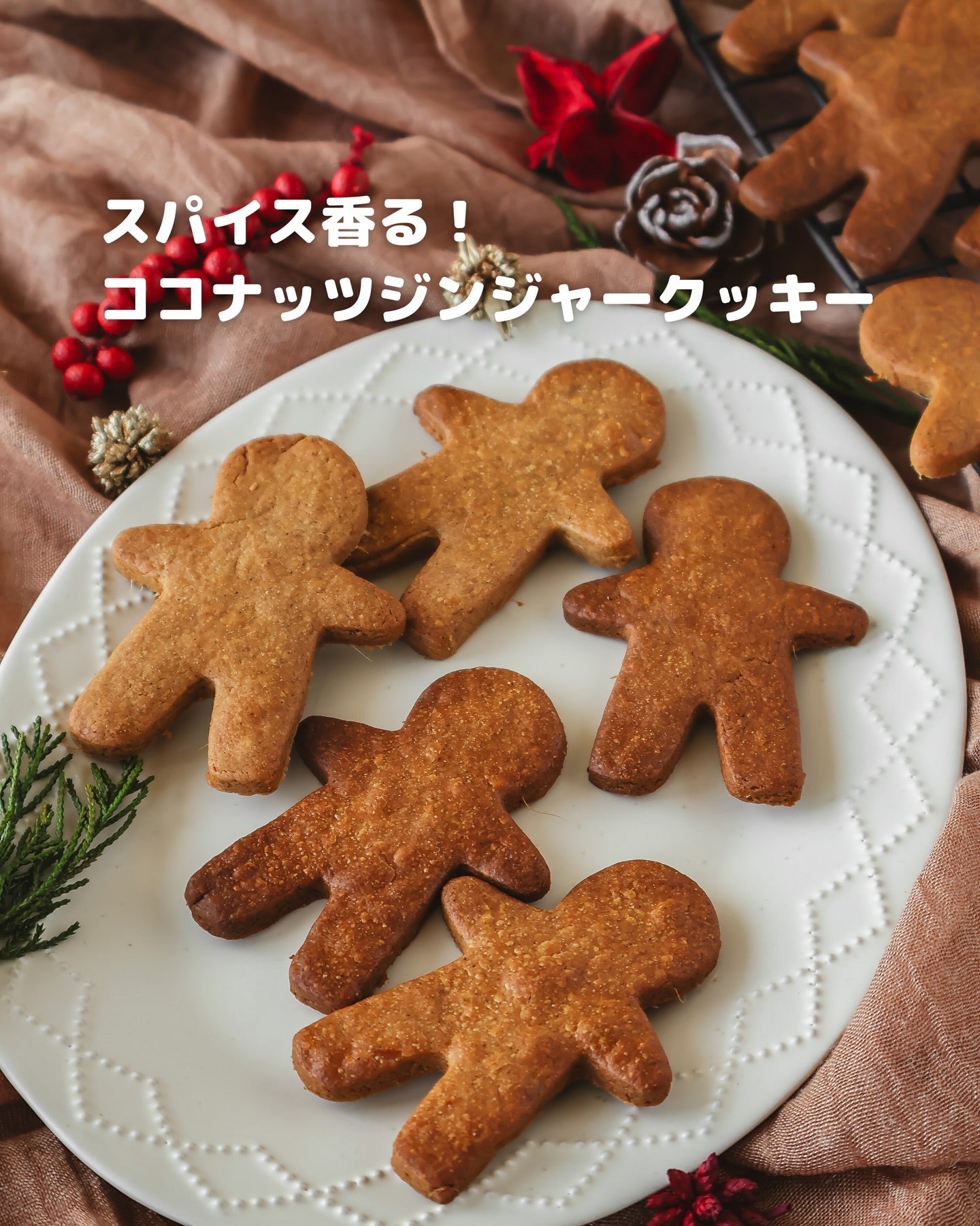 混ぜて焼くだけ！ココナッツ香るジンジャーブレッドクッキー