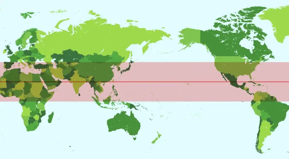 ココナッツベルトの世界地図の図解
