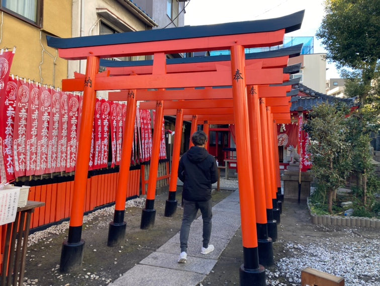 赤手拭稲荷神社での参拝