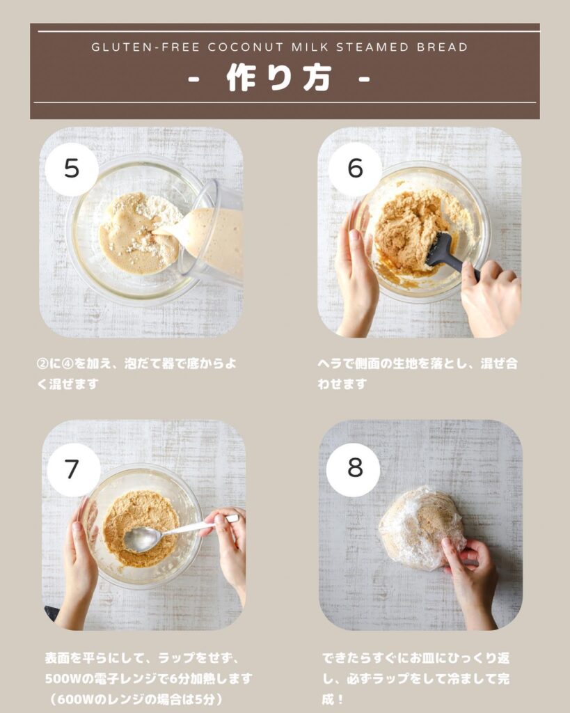 グルテンフリーのココナッツミルク蒸しパン