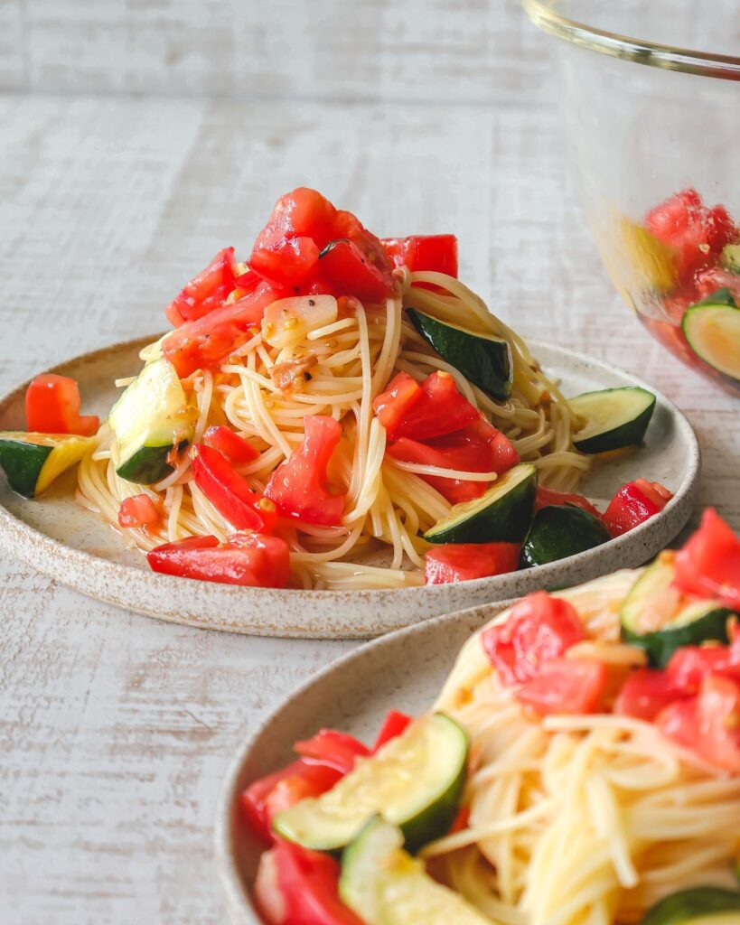 夏野菜とMCTオイルの冷製パスタ