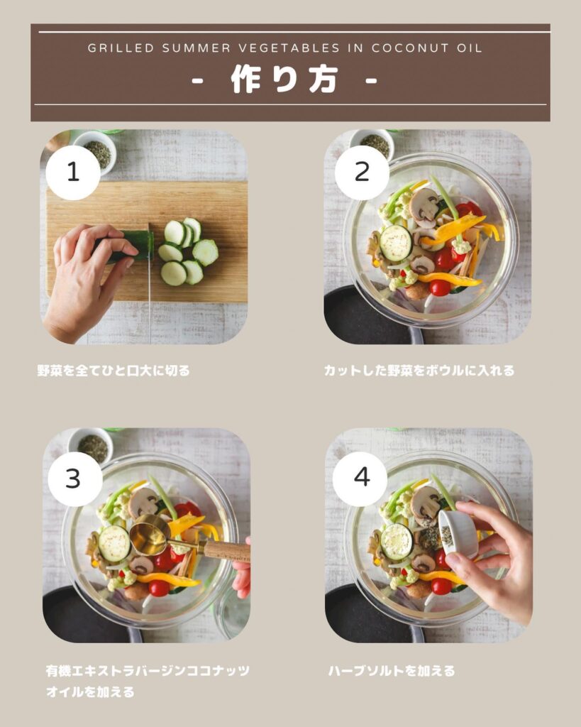 ココナッツオイルで作る夏野菜のぎゅうぎゅう焼き