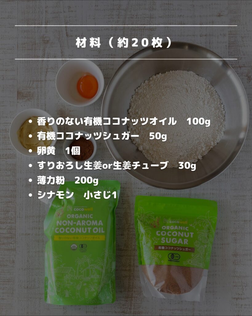 混ぜて焼くだけ！ココナッツ香るジンジャーブレッドクッキー